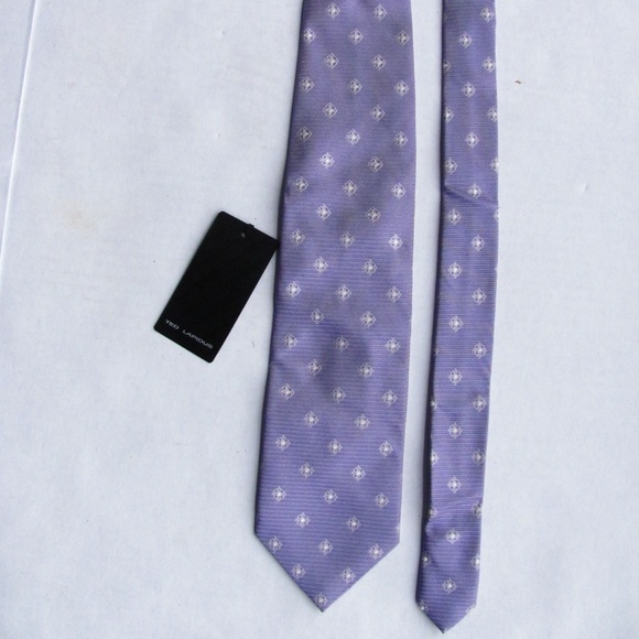 Ted Lapidus lilac Silk Tie White Floral Medallion - Picture 1 of 4